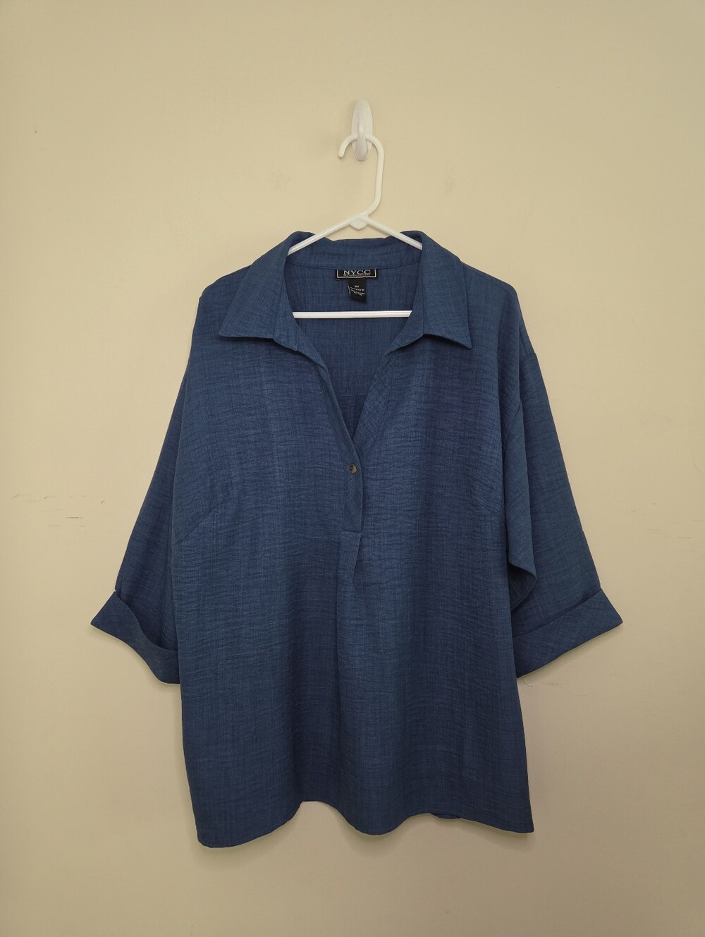 Women's NYCC New York Clothing Co Blue 3/4 Sleeve Blouse Top Sz 2X - Picture 2 of 9